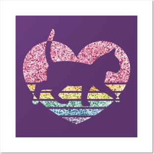 Rainbow Confetti Heart Cat Posters and Art